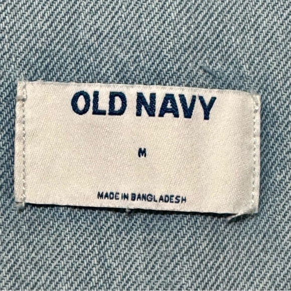 OLD NAVY Slouchy No Stretch Lightwash Raw Hem Short Cotton Denim Overall - Picture 9 of 10